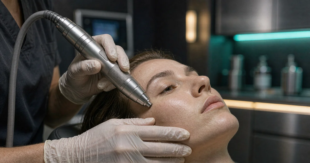 Non-ablative laser handpiece performing skin rejuvenation on the cheek