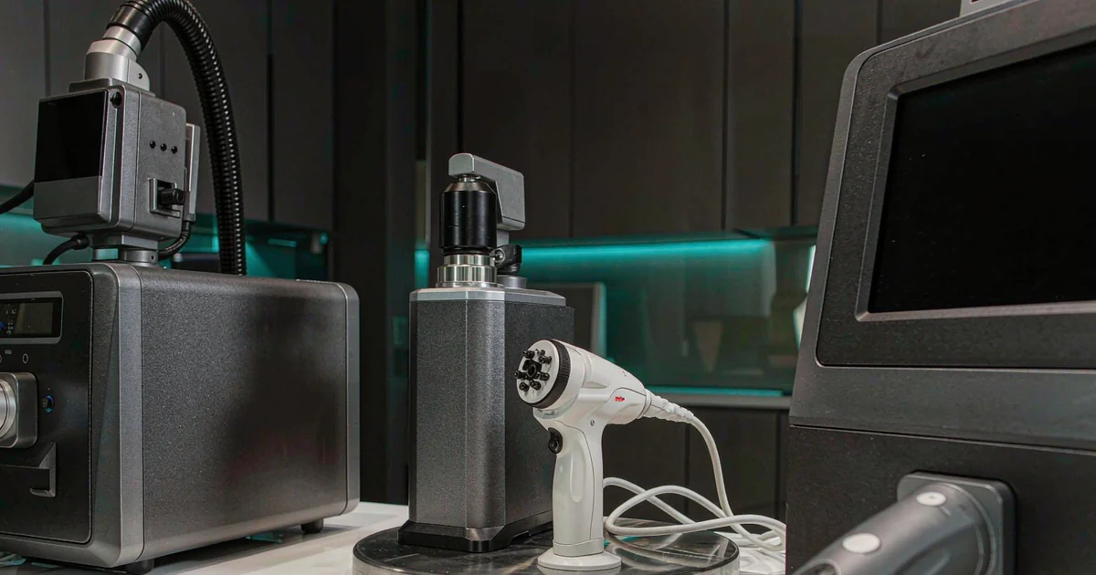 Laser, RF and ultrasound devices arranged in a treatment room for combination therapy